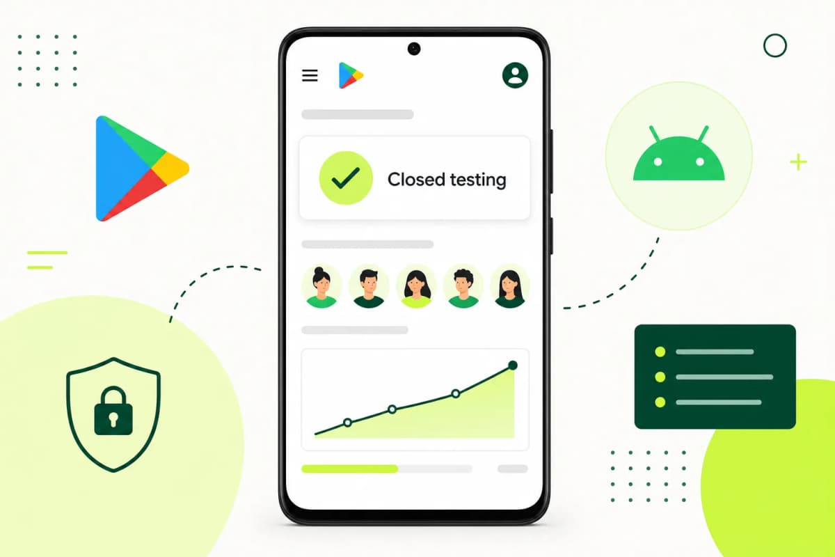 Illustration of Google Play closed testing on Android