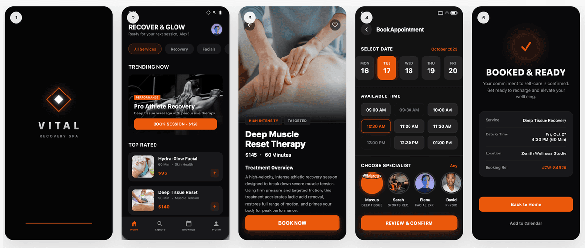 Lumina Wellness generated mobile UI screens from StoreShots AI
