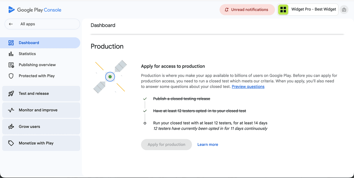 Screenshot showing continuous tester monitoring from a TestMyApps managed run